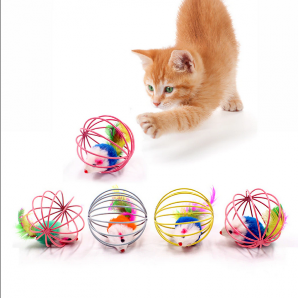 1 pc., plastic cat toy, with bell
