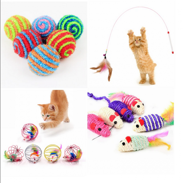 1 pc., plastic cat toy, with bell