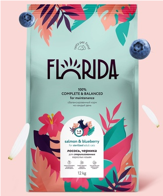 Food FLORIDA dry food for adult sterilized cats with salmon and blueberries